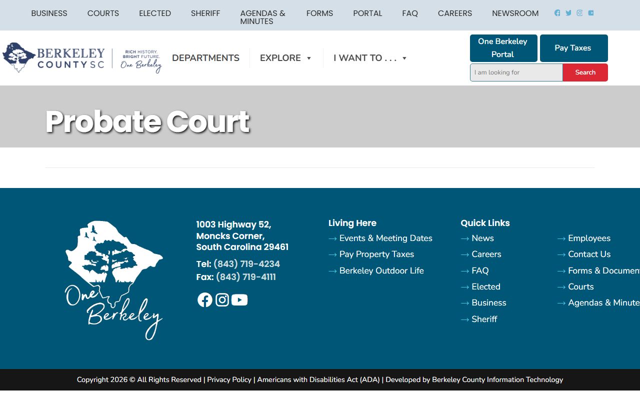 Berkeley County Probate Court genealogy records