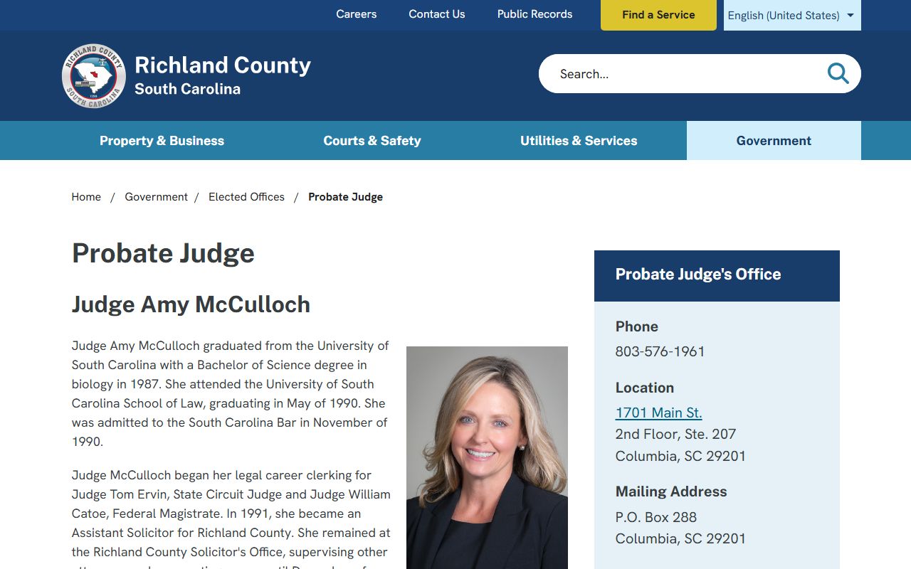 Richland County Probate Court website for estate and will records