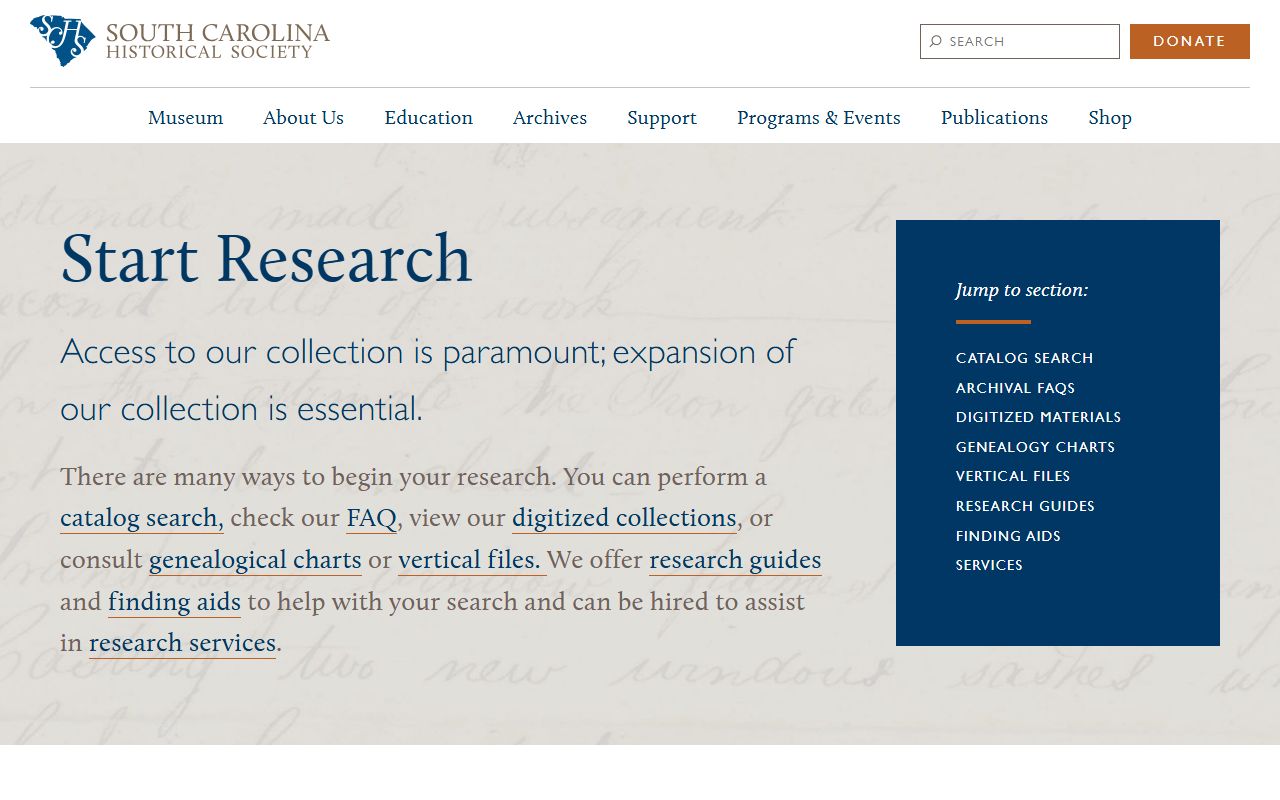 South Carolina Historical Society genealogy research collections